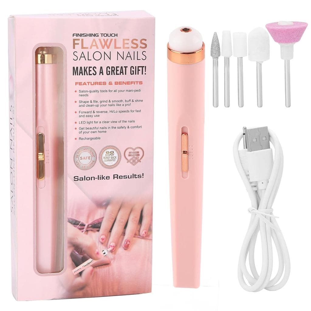 Kit de Broca Elétrica para Unhas, Kit de Manicure Recarregável Sem Fio, Polidor de Unhas Portátil com Luz (01)