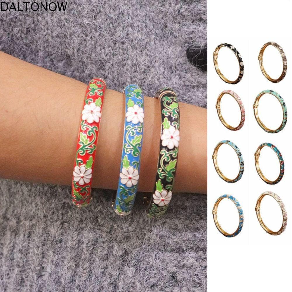 Pulseira De Flor Oca DALTONOW , Cloisonne Vintage Chinesa Mão Feminina Tradicional