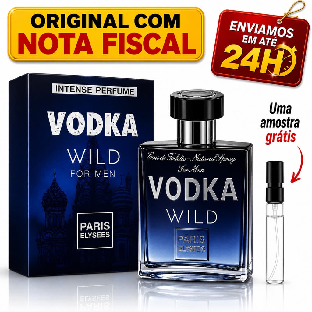 Perfume Vodka Wild Paris Elysees 100ml + 1 Amostra Paris Elysees ORIGINAL Masculino Perfume