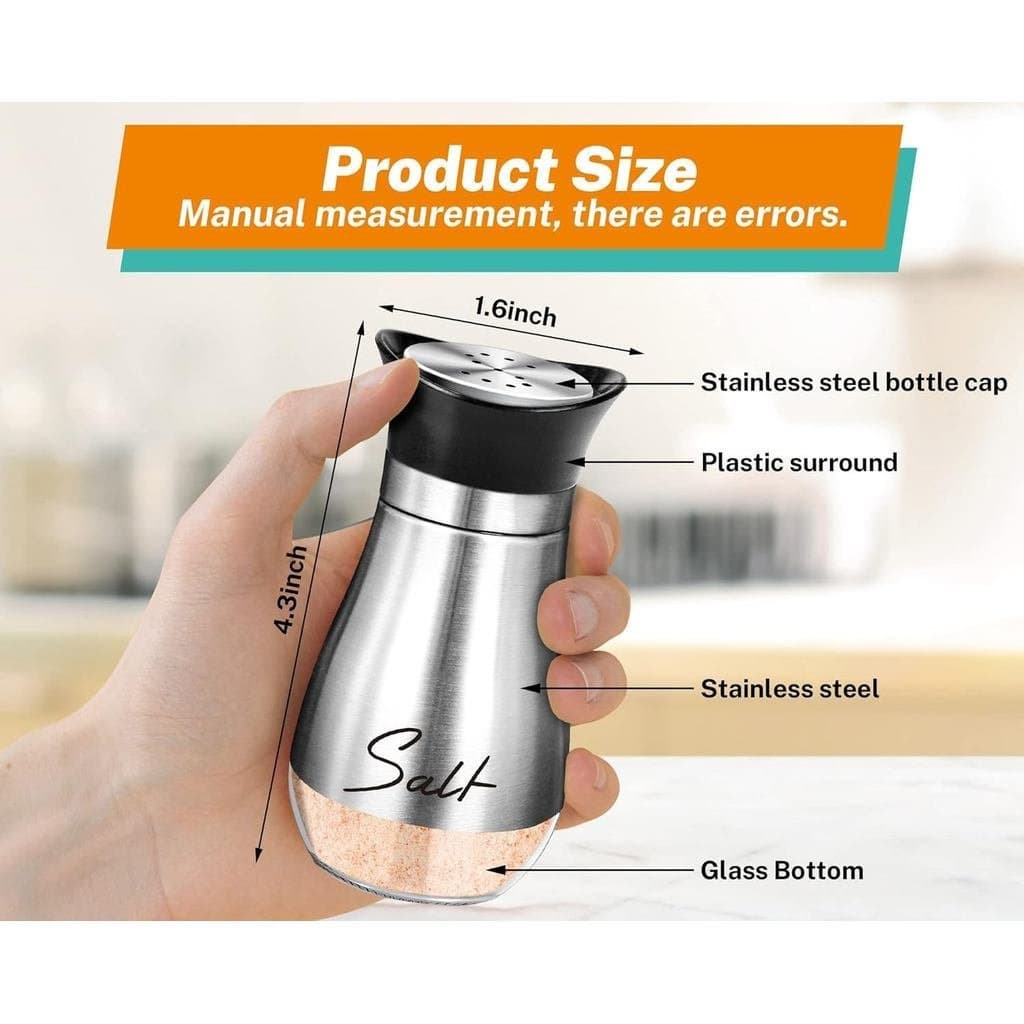 Conjunto de Saleiros e Pimenteiros, Saleiro e Pimenteiro de Vidro de 4oz com Base de Aço Inoxidável JQRZ