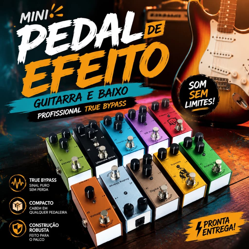 Pedal De Efeito Para Guitarra e Baixo Profissional True Bypass Mini