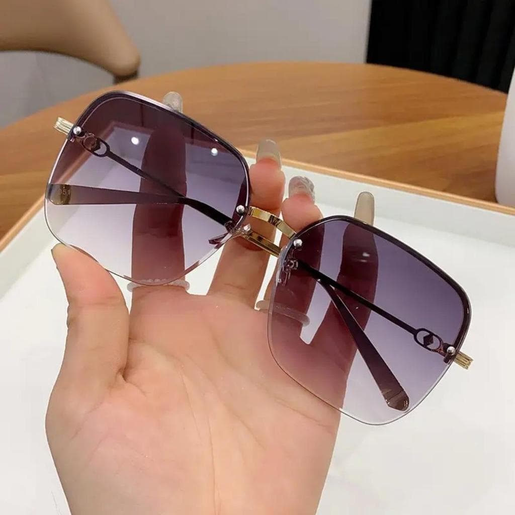 Luxo Sem Aro Metal Óculos De Sol Moda Novo Design Para Homens Mulheres Leve Proteção UV Na Presente