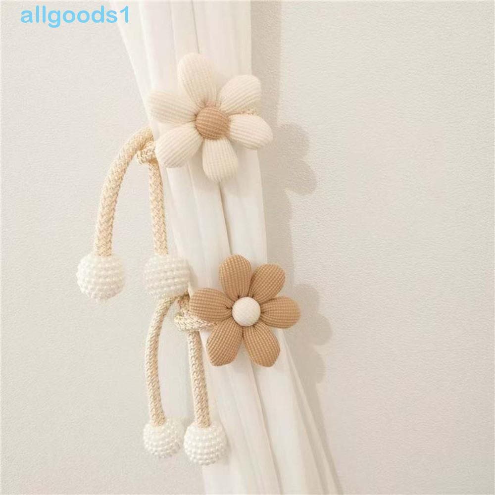 ALLGOODS 1 Unidade/2 Unidades De Amarração De Cortina De Flores , Fivela Pérola Ajustável Elegante , Sem Perfurações