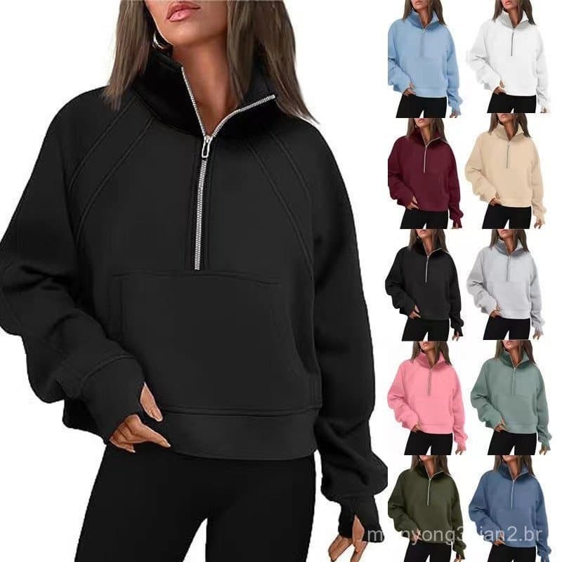 2024 outono inverno europeu americano comércio exterior Cross-Border feminino meio zíper curto Stand-Up Co