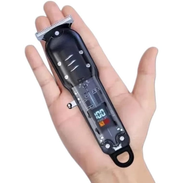 Aparador de pelos masculinos profissional e transparente, aparador de cabelo sem fio com lâmina em T e display LED, kit