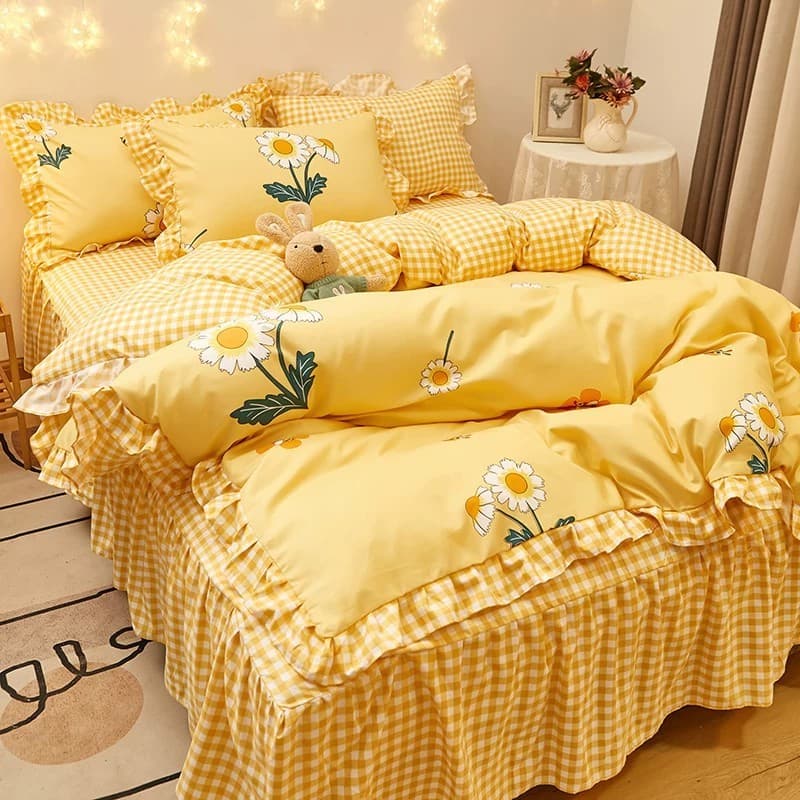 Cama conjunto de quatro peças saia estilo lençol renda colcha capa fresco estilo princesa cama 4 quatro estações