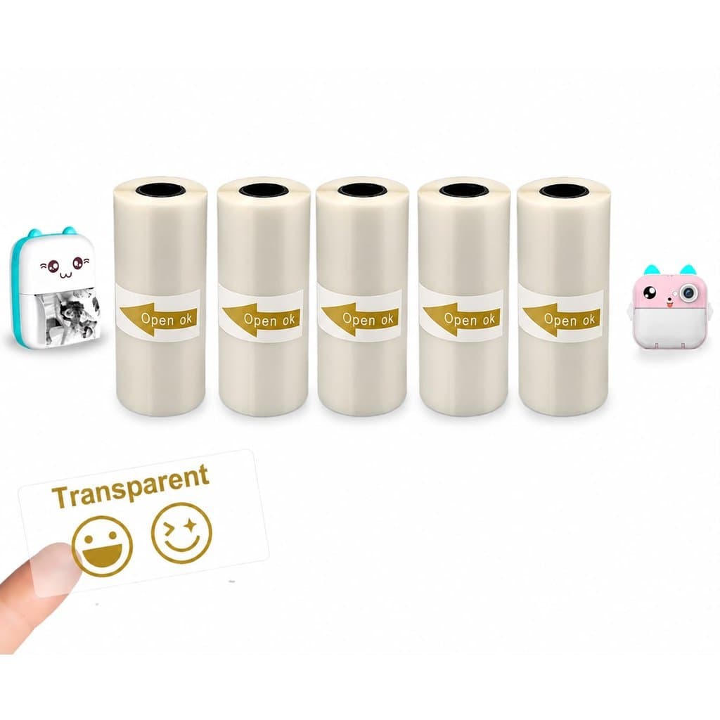 Rolo Etiqueta Térmica Adesiva Transparente 57mm Bobina Para Mini Impressora Portátil