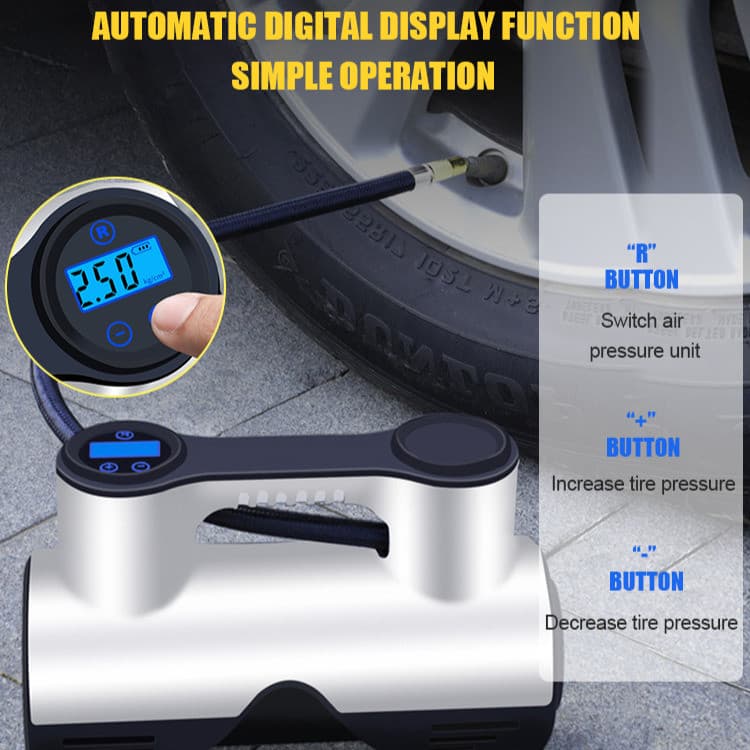 [Portátil e Compacto] 12V High Power Portable Electric Air Pump For Car Tires/Bomba de Ar Automática para Carro/Bomba de