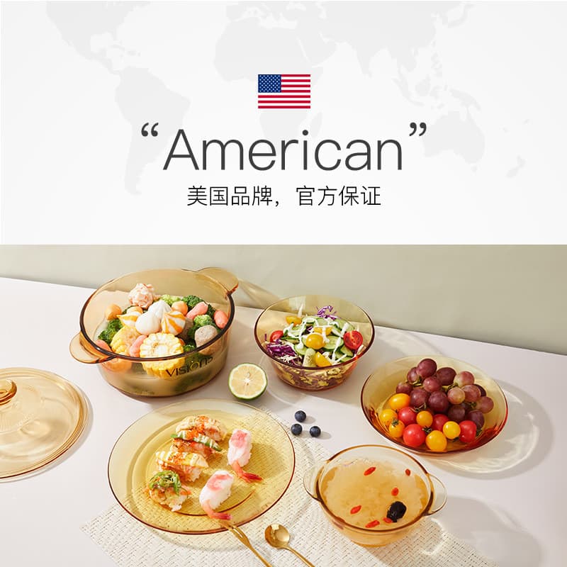 Louça de Vidro da Série Belle da American Corning, Vidro Borossilicato de, Prato para Peixe Cor Âmbar, Ti
