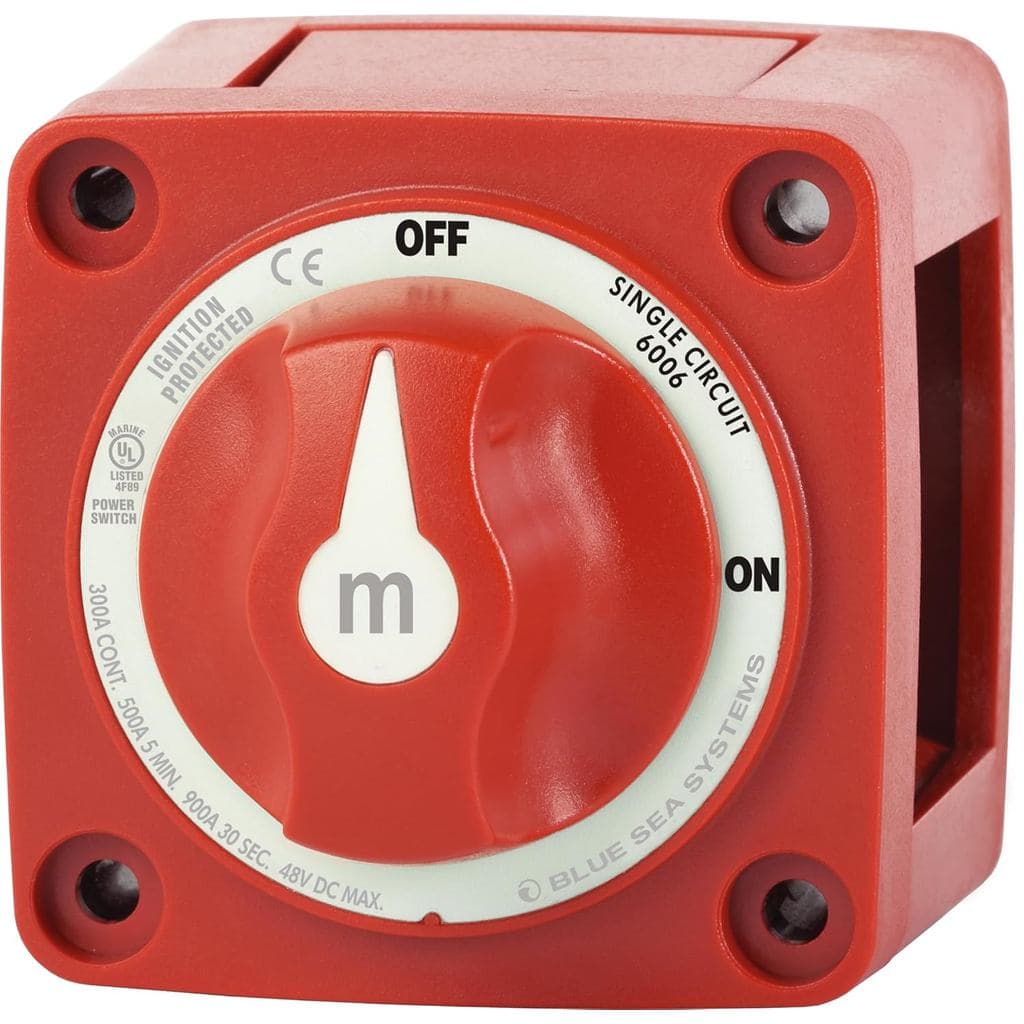 Interruptor Isolador de Bateria On/Off Blue Sea Systems, com Chave de Bloqueio, Vermelho, Série 6006 m
