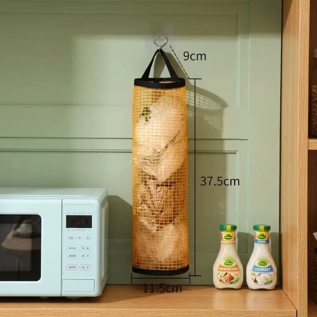Puxa Saco de Parede com Alça Porta Sacolas Plásticas Sem Furos Dispenser Organizador para Apartamento