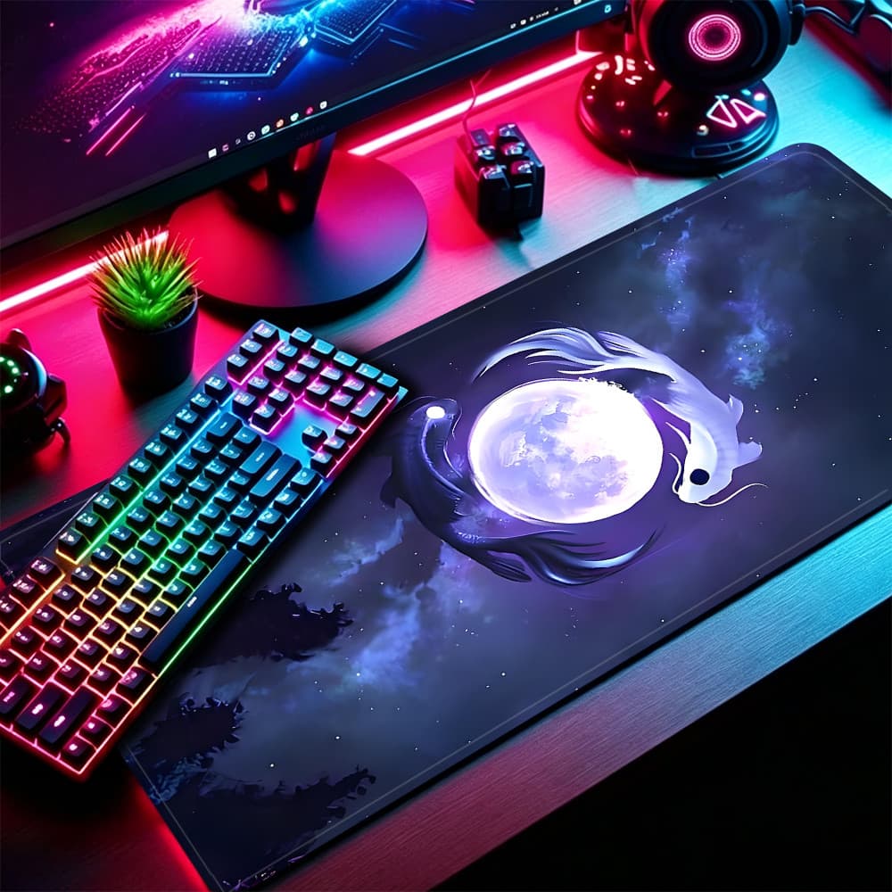Grande Jogo Mouse Pad Antiderrapante 80X30 CM Impressões Personalizadas Mousepad Borda Costurada Fofoca Peixe KK3