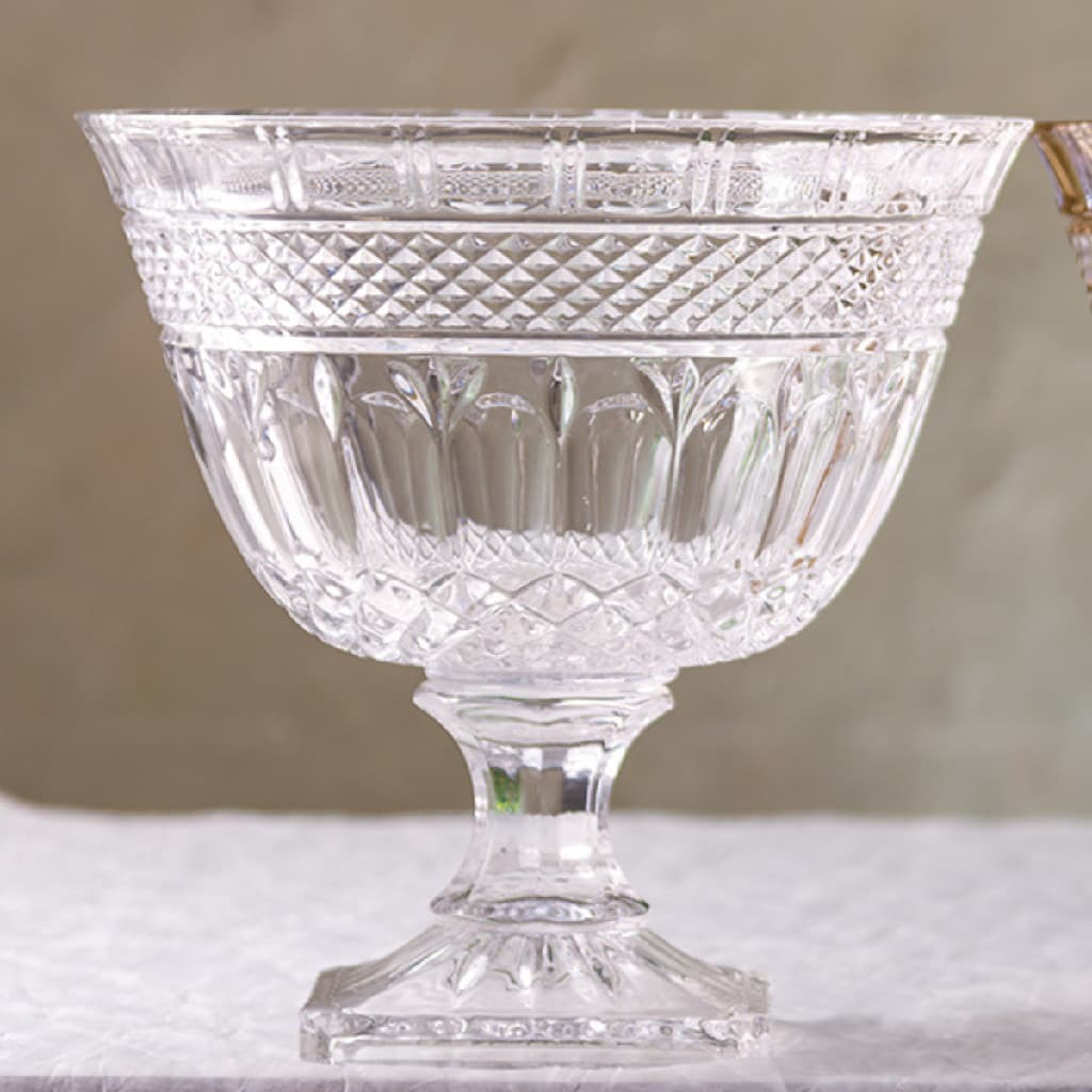 Centro de Mesa Wolff em Cristal Brandon 26cmx25,5cm Decorativo Mesa Posta Requintado Luxo Decoração com Pé Fruteira Vaso