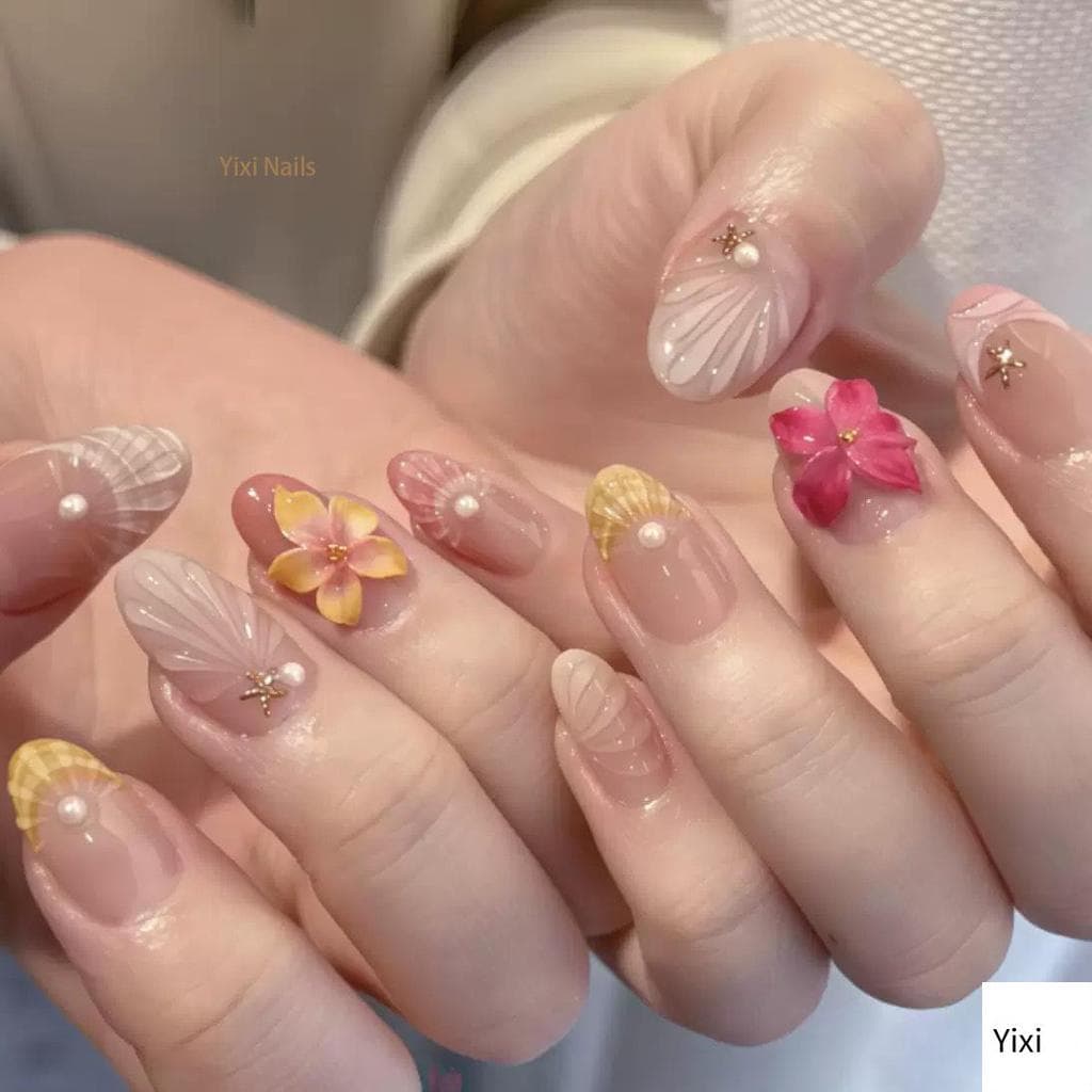 3D Puro Desejo Doce Flor Arte Do Prego Wearable Destacável Unhas Falsas Branco Melhorando Adesivos De Para Beleza E Moda