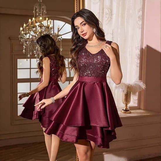 Vestido de Festa Luxuoso com Lantejoulas, Ajuste Slim, Elegante e Formal para Baile de Formatura, Festa de Aniversário,