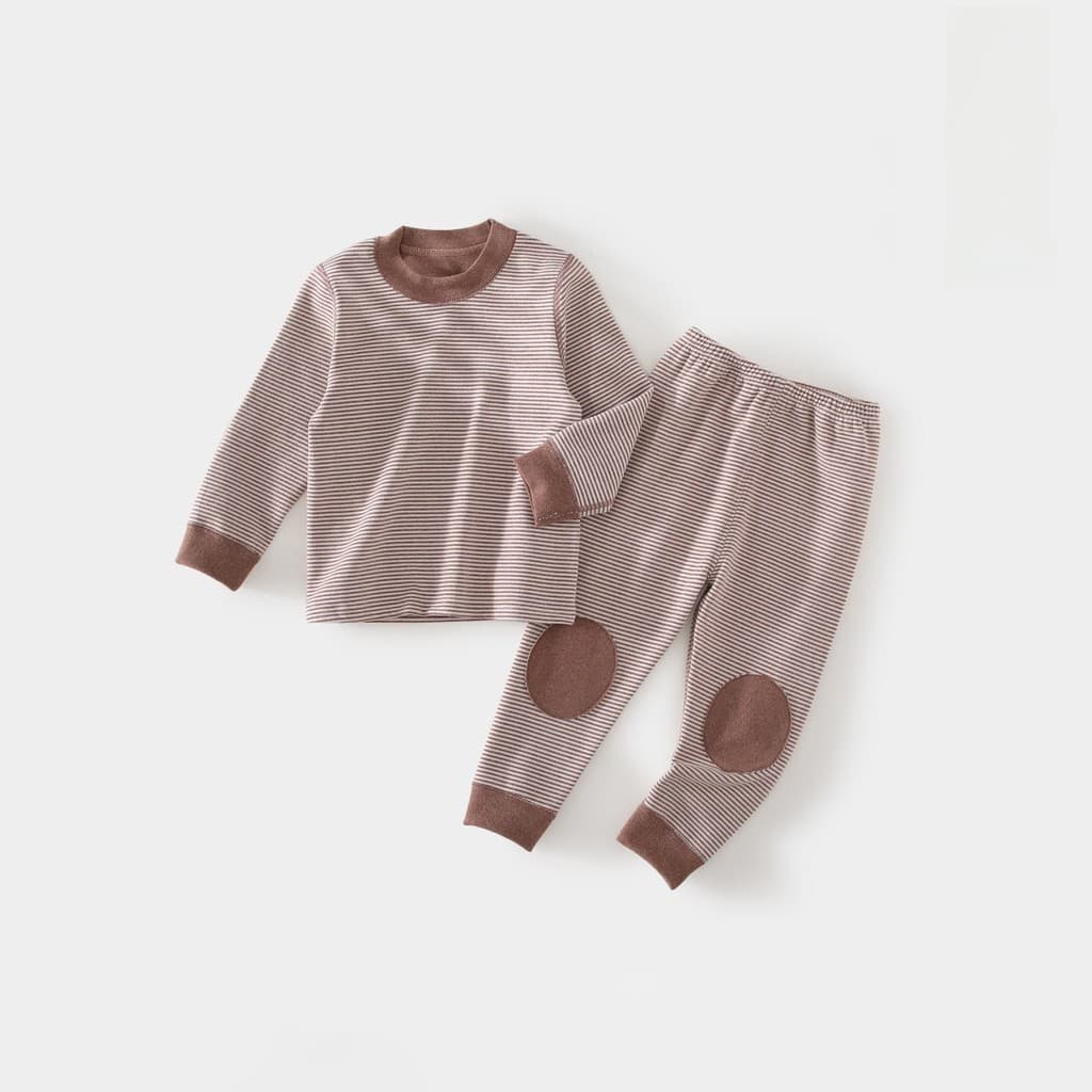 Conjunto de roupa térmica infantil, feito de tecido Derong, para meninos e meninas, roupa de dormir espessa para o outon