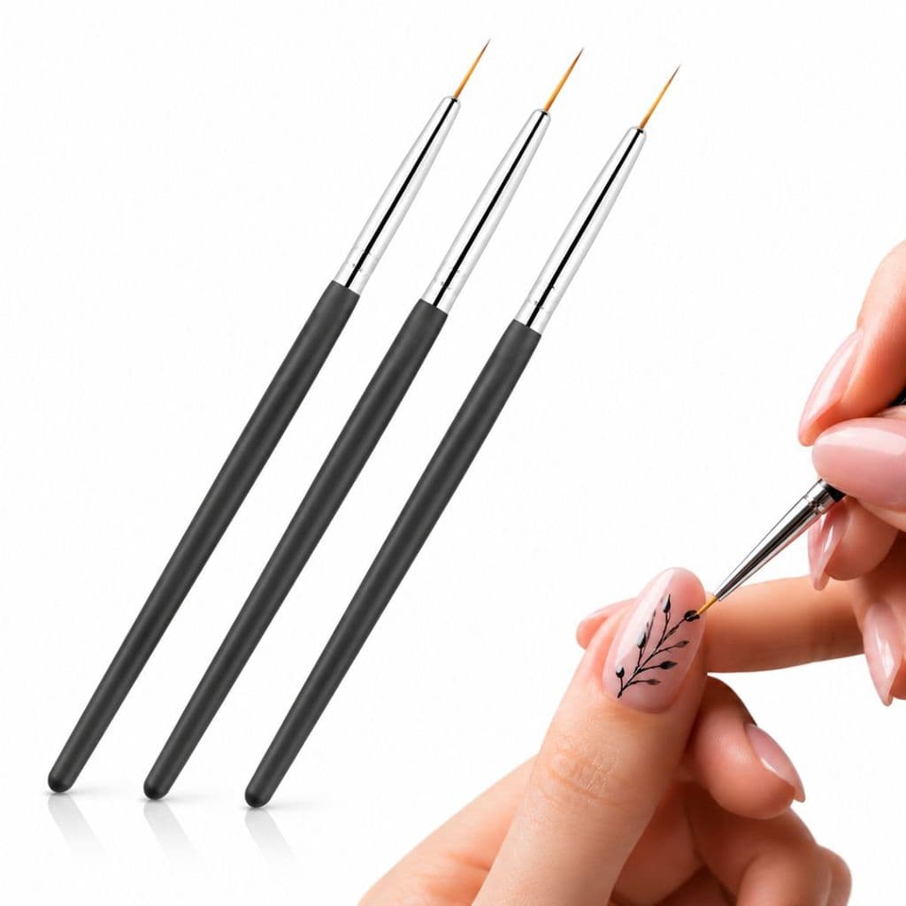 Kit 3 Pincéis Ultra Fina Decorar Unhas Manicure Nails Art