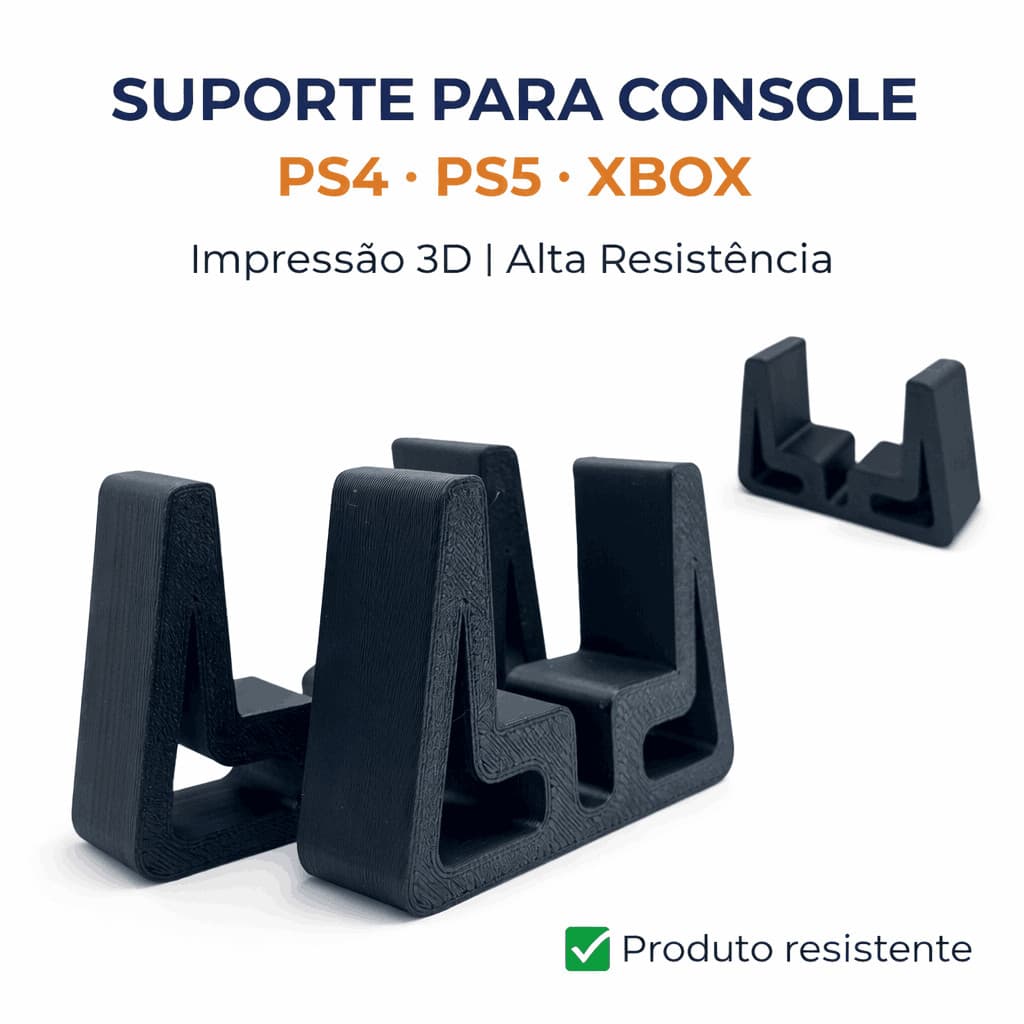 Suporte Vertical para PS4 Slim / Fat / Pro – Apoio de Mesa Estável – Impresso em 3D
