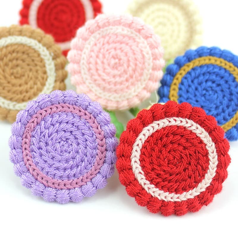 30 adoráveis apliques de biscoito bordados em fio de lã de 4cm, adequados para acessórios de cabelo DIY, presilhas de ca