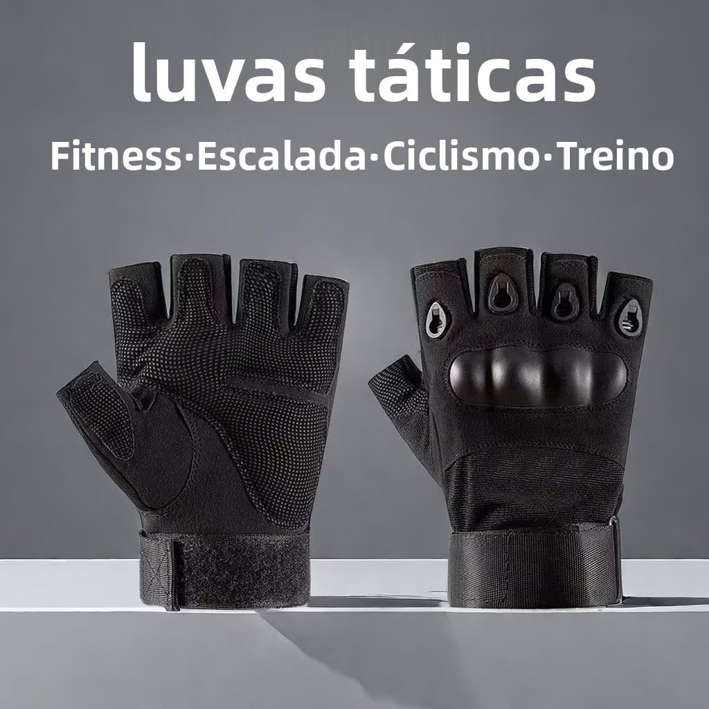 Luvas táticas de meio dedo para homens, luvas esportivas para atividades ao ar livre, luvas para escalada e ciclismo, lu