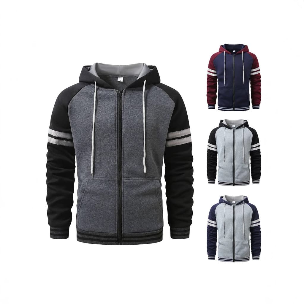 Cross-Border Casual Hoodie zíper Cardigan contraste cor masculino primavera outono moletom masculino Design exterior est
