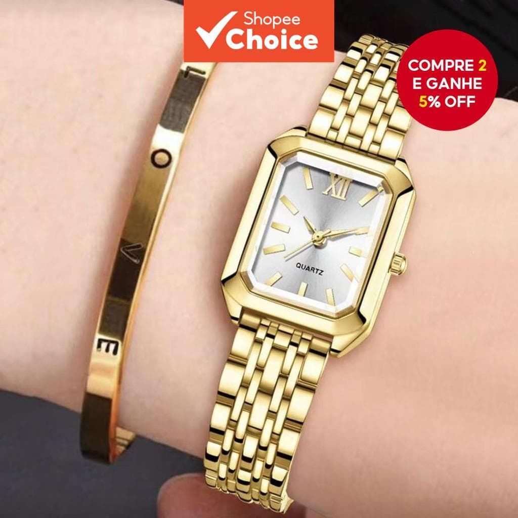 Moda Relógio Digital Para Homem E Mulher Ouro Aço Inoxidável Mostrador Quadrado Elegante Minimalista De Pulso Senhoras U