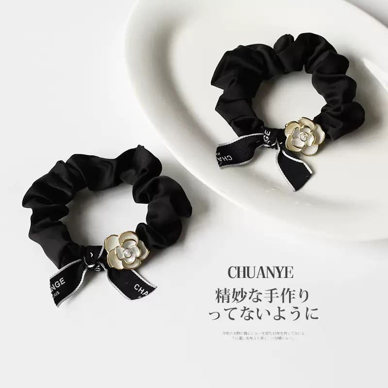 Camélia Scrunchy Hair Tie Temperamento Japonês Coreano High-End Elástico Grosso