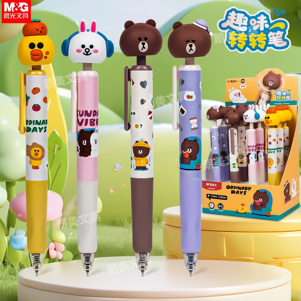 highlighter pen set highlighter set highlighter pen set stabilo Chenguang urso marrom divertido caneta rotativa 0.5 impr