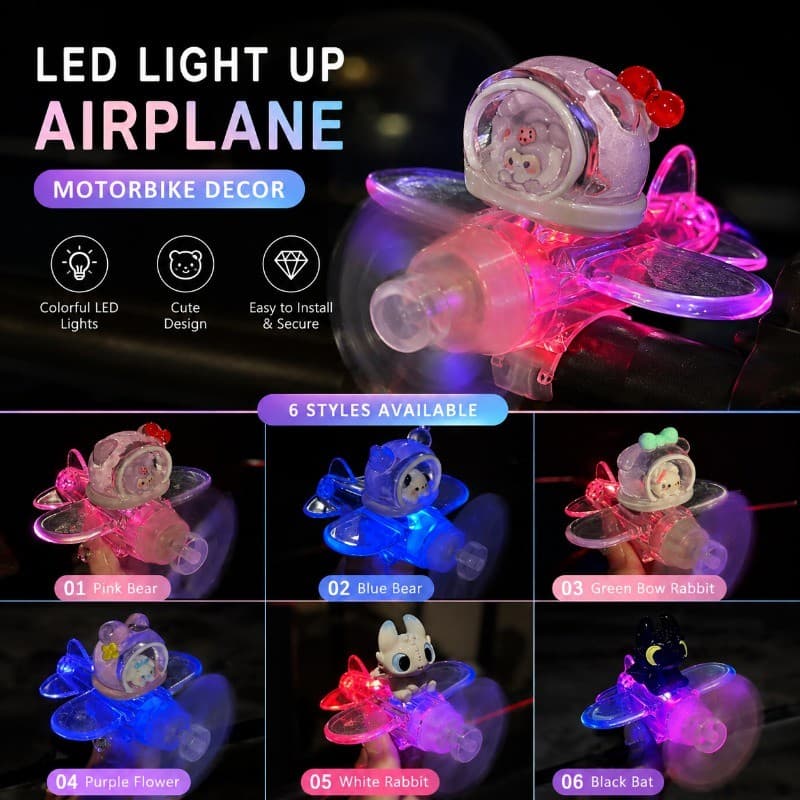 6 Estilos LED Luminoso Mini Avião Ornamento Brilhante Veículo Scooter Elétrico Decoração