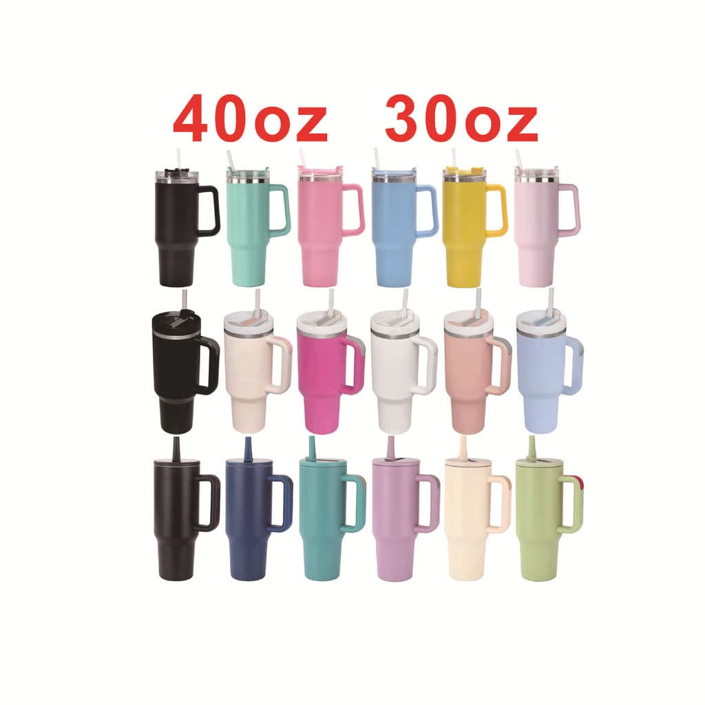 Copo térmico de 40oz para carro, de aço inoxidável, com dupla camada, alça e canudo, fabricante personalizado, atacado 1