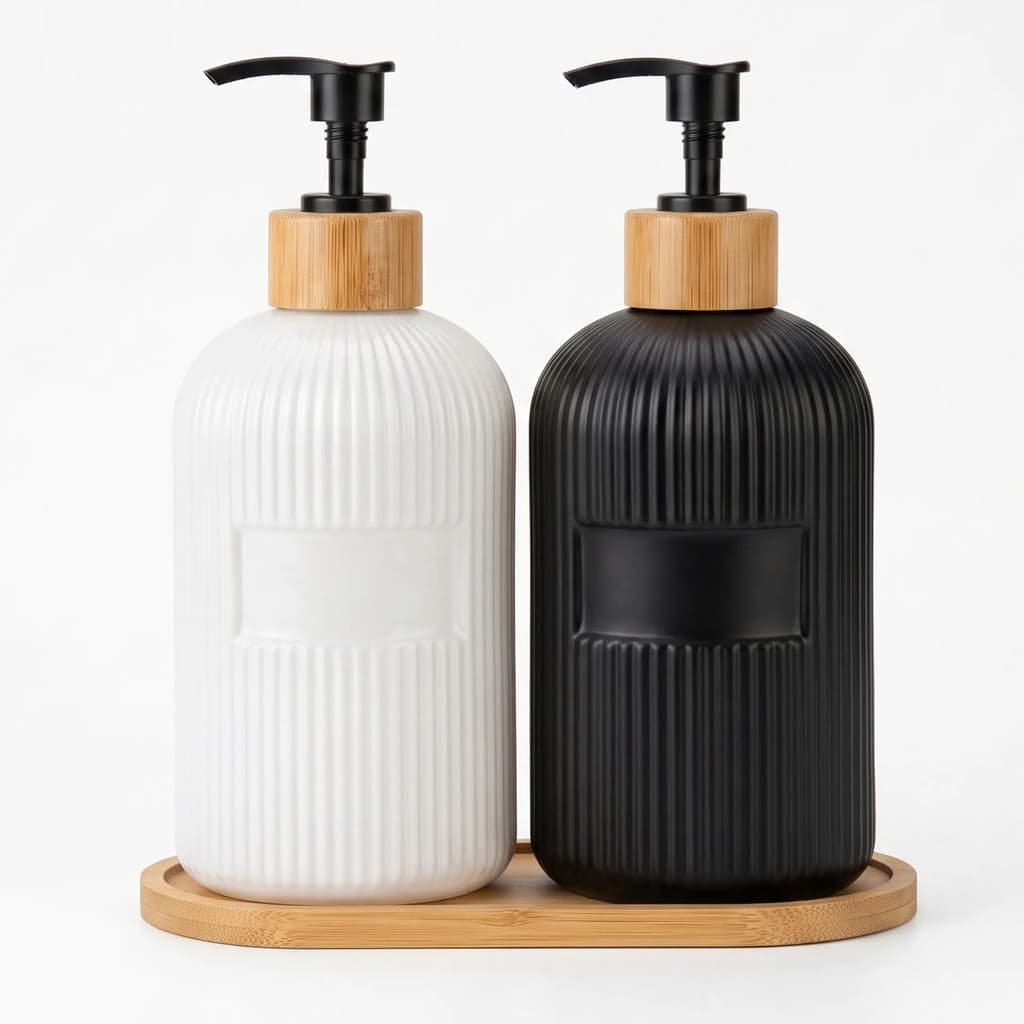 Kit Banheiro Lavabo Dispenser Porta Sabonete Liquido Vidro
