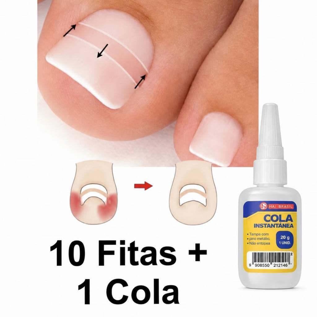 Fita Ortese Para Unha Encravada Corretora 10 Pçs + Cola