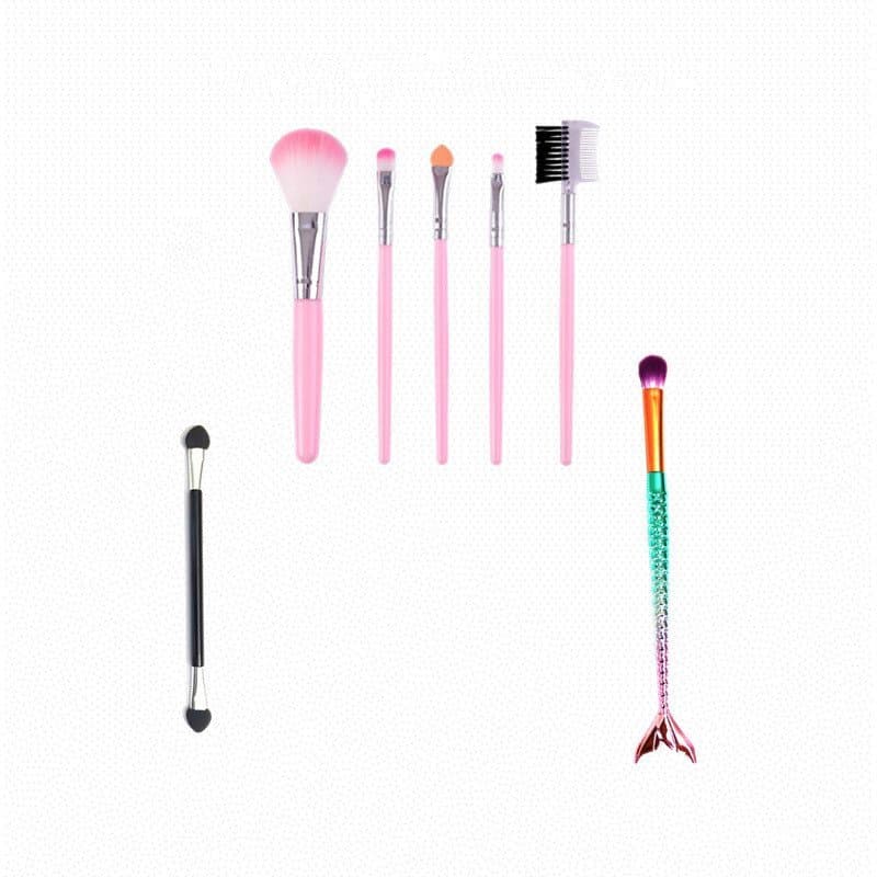 Conjunto de 5 pincéis de maquiagem: pincel para sombra, pincel para blush, pincel para base, sobrancelha de