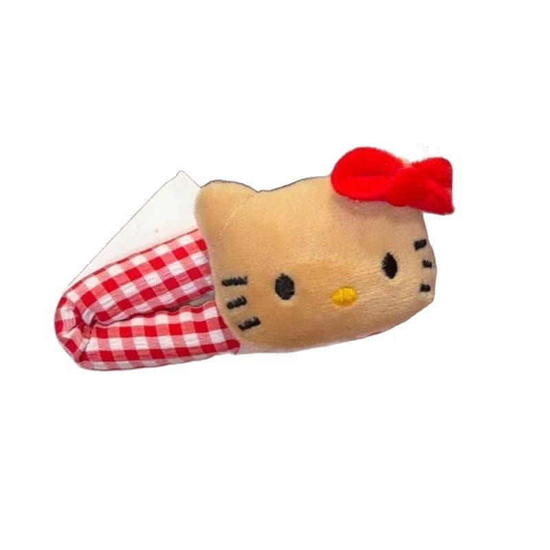 Presilha de cabelo em formato de coração de pelúcia para meninas, presilha de gato xadrez, presilha de franja doce e fof