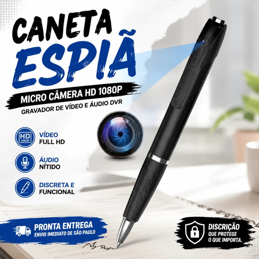 Caneta Espiã Micro Câmera HD 1080P Gravador De Vídeo E Áudio DVR