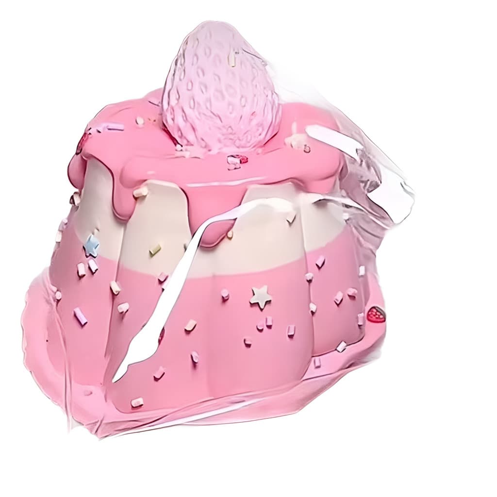 [Fofo e Relaxante] Brinquedo de silicone para descompressão em formato de pudim cremoso de morango/Silicone/Anti-Stress