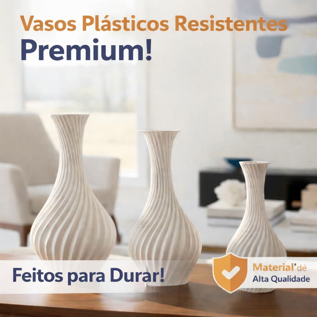 Kit 3 Vasos Decorativos Em Espiral Moderno Sala Cozinha Decoração Ambiente Plástico Resistente