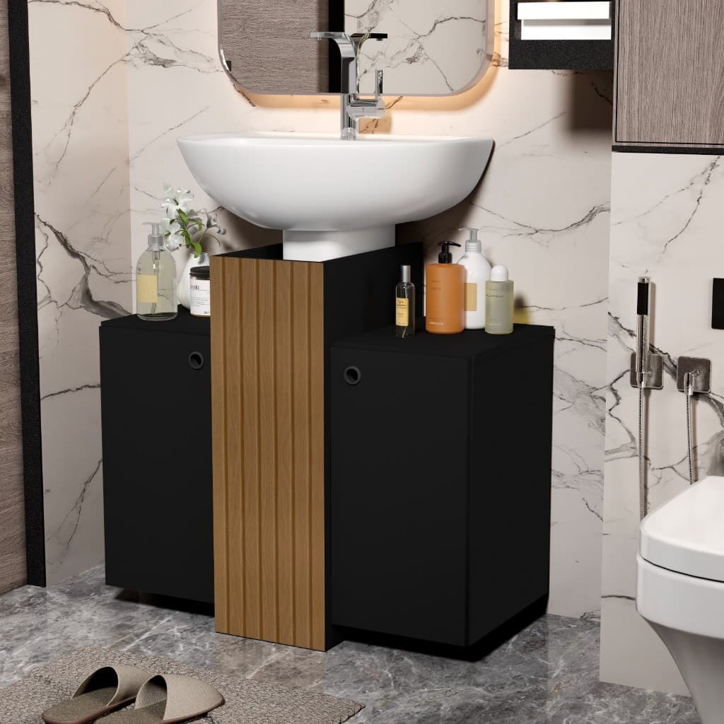 OFERTA Armário Moderno Banheiro Gabinete Coluna Rodízios Lavatório Pia Banheiro Compacto Ideal