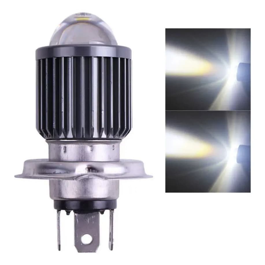 Lâmpada LED H4 com Projetor – Dual Color Branca e Amarela – Alto e Baixo Integrados para Moto