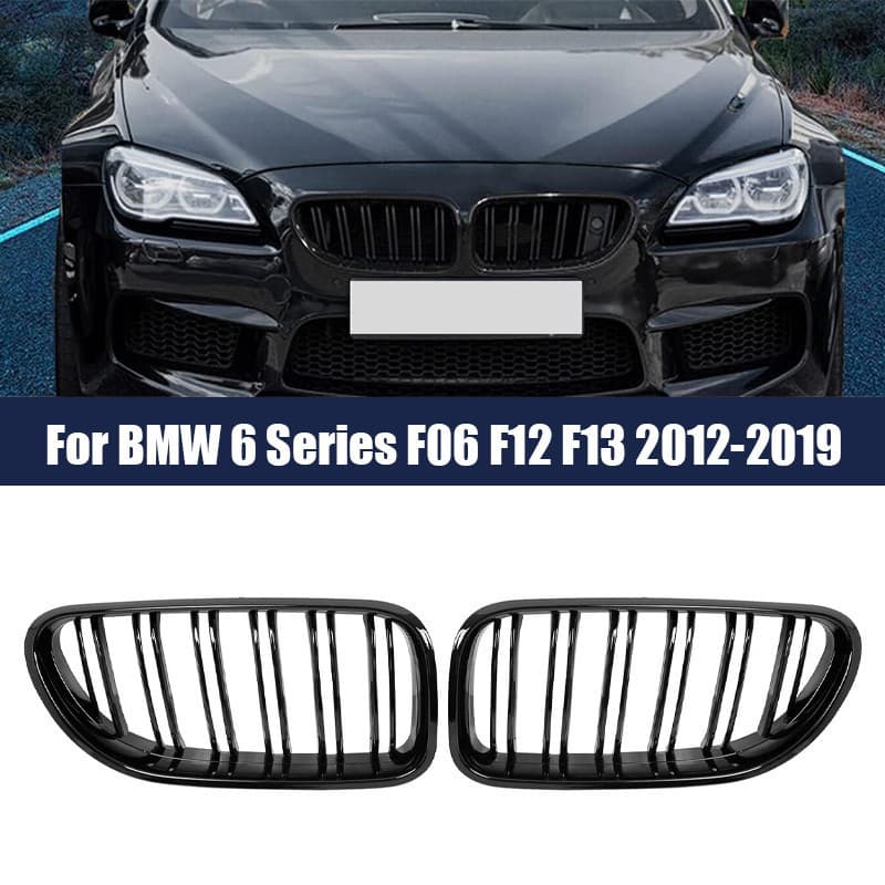 2 Pçs Amortecedor Dianteiro Do Carro Rim Grill Para BMW M6 F06 F12 F13 6-Series 2012-2019 Preto Brilhante Fosco Duplo Ri