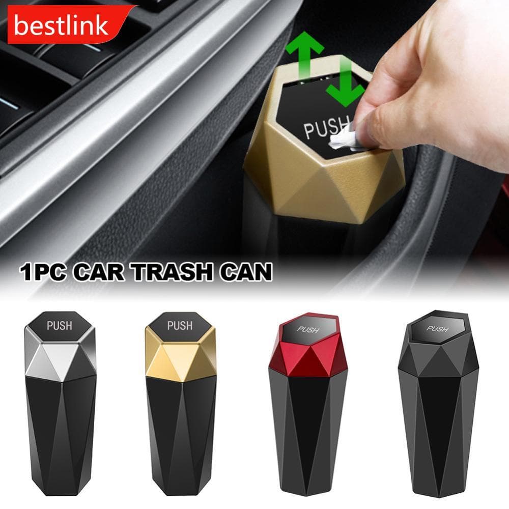 BESTLINK 1Pc Lixeira De Carro Design De Diamante Veículo À Prova De Vazamentos Com Tampa Para Automotivo E Casa B5V7
