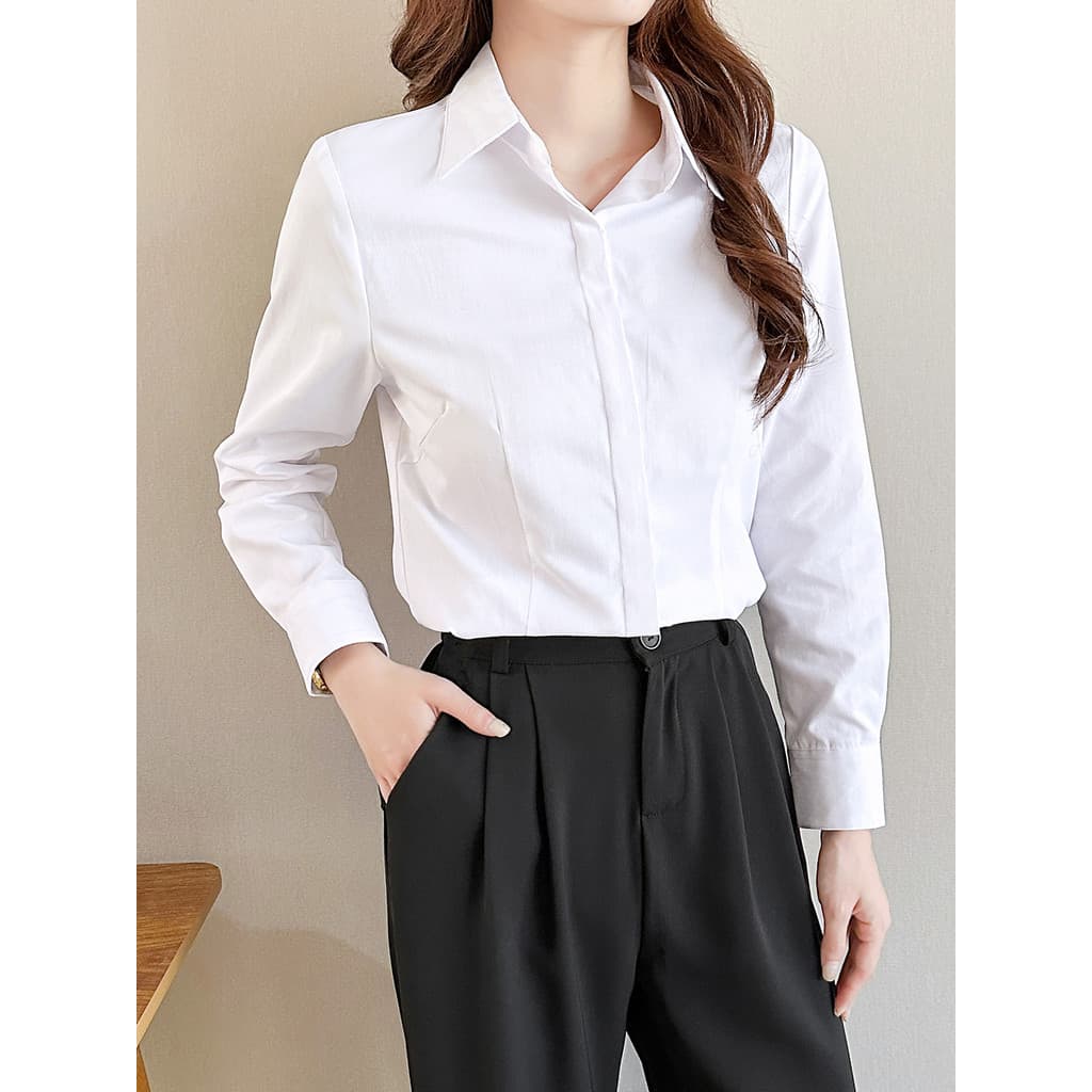 Camisa branca senhoras de manga comprida novo estilo primavera jaqueta profissional Formal Wear entrevista elegante Comm