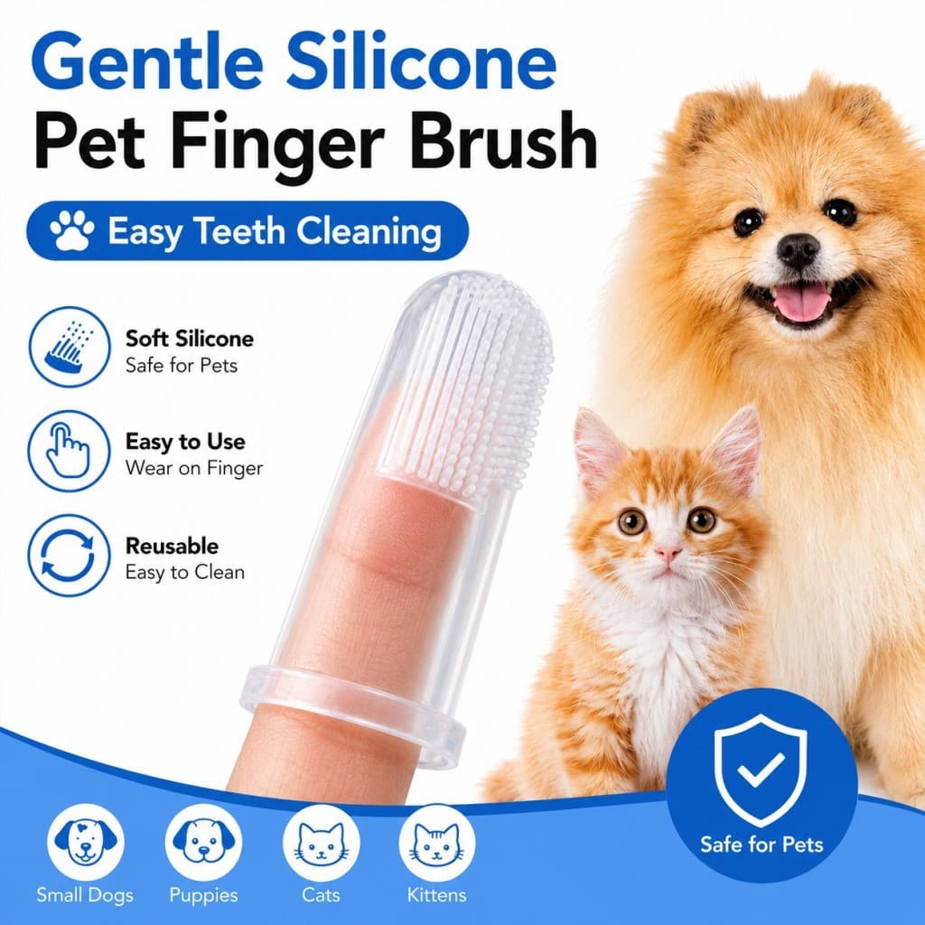 Escova de Dentes de Silicone Macia para Animais de Estimação, Escova Dental para Limpeza dos Dentes de Cães, Gatos e Fil