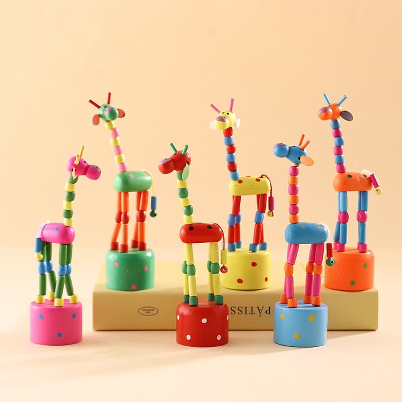 Dança de madeira girafa boneca brinquedos jardim de infância estudante presentes pontos troca prêmios presentes de anive
