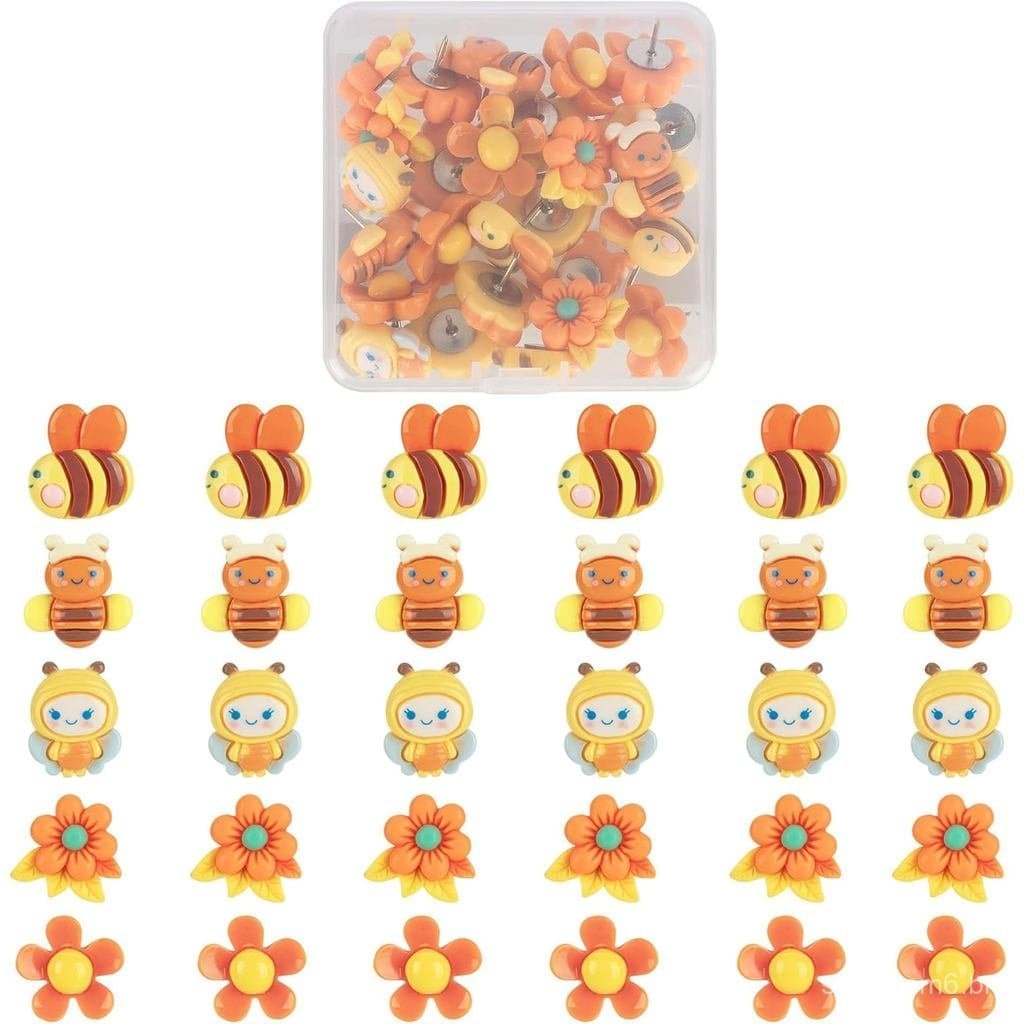Alfinetes Decorativos em Forma de Abelha, 30 Peças, Alfinetes Criativos em Forma de Abelha e Girassol, Alfinetes Decorat