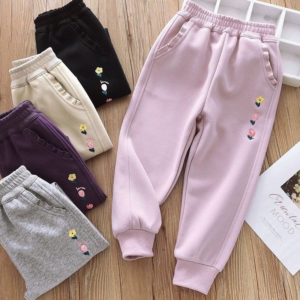 Meninas calças primavera outono exterior Wear meninas roupas de outono crianças Sweatpants forro de lã engrossado calças
