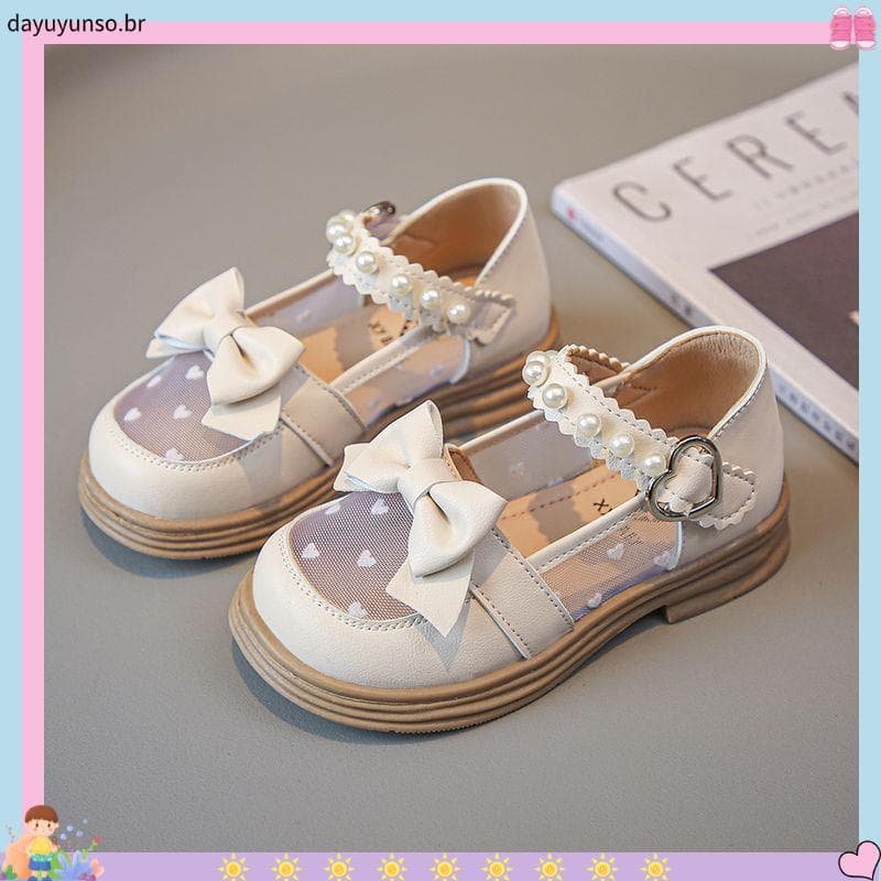 Meninas sapatos de gaze 2026 primavera verão novo estilo sapatos infantis menina princesa sapatos moda ervilhas sapatos