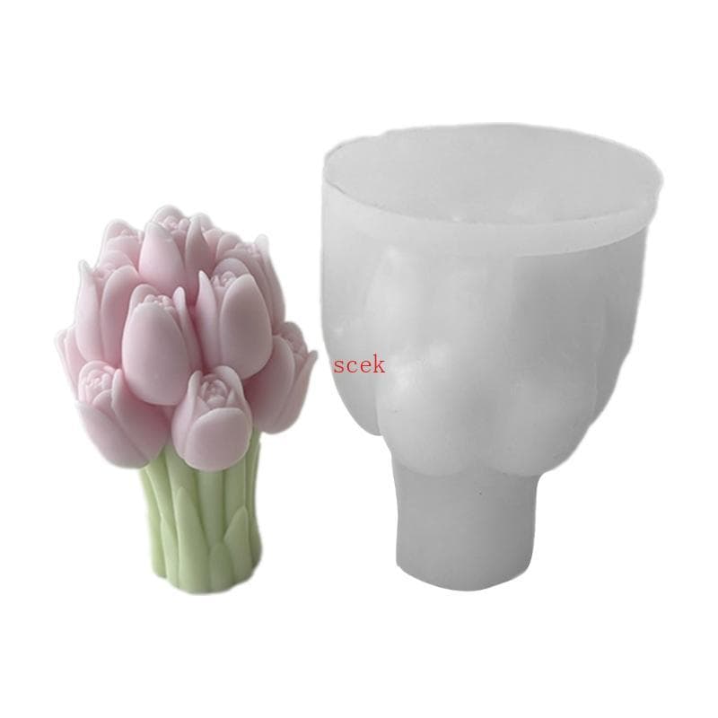 scek Lindos Moldes Resina Silicone, Ornamento, Buquês Tulipas, Molde Estátua