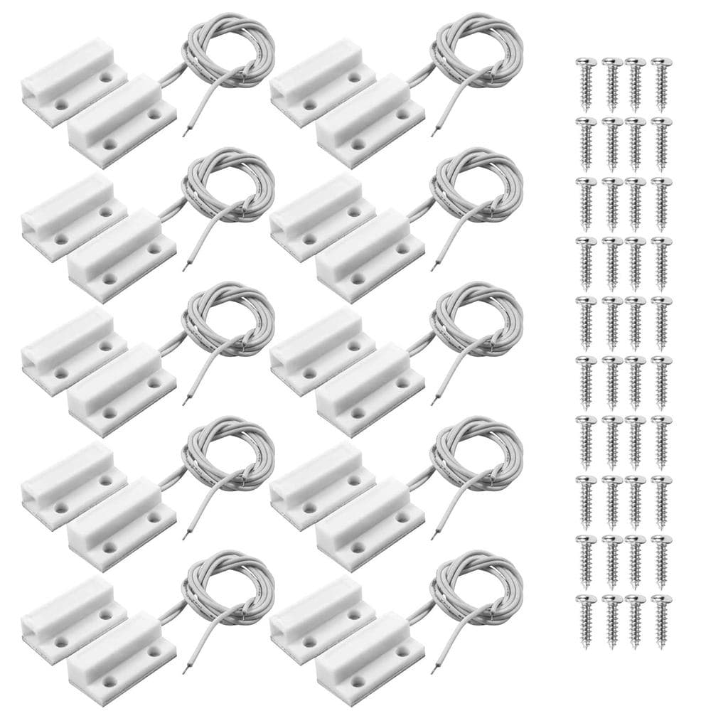 MC-38 Montagem Em Superfície Com Fio NC Sensor De Porta Alarme Interruptor De Palheta Magnético Branco 10 Pares