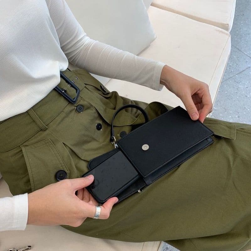 2026 japonês novo estilo cruz padrão com couro saco do telefone móvel ombro saco do mensageiro Unisex telefone móvel Zer